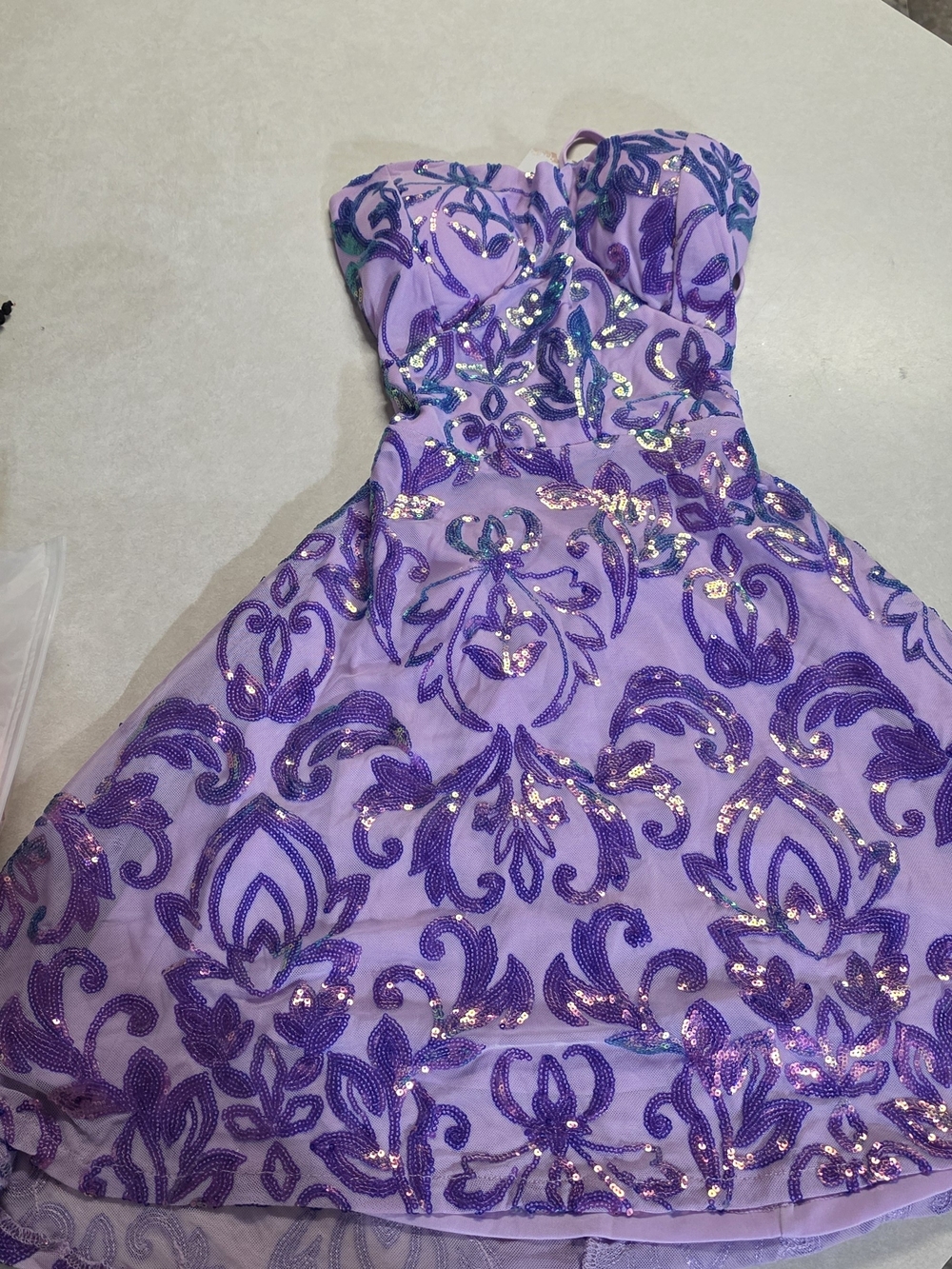 Girls' Lavender Sequin Strapless Party Dress